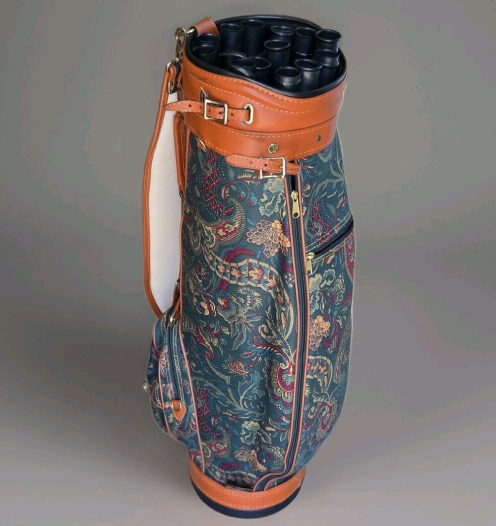 Blooming Bags Green & Floral Paisley Golf Bag, Rain Cover And Head Covers